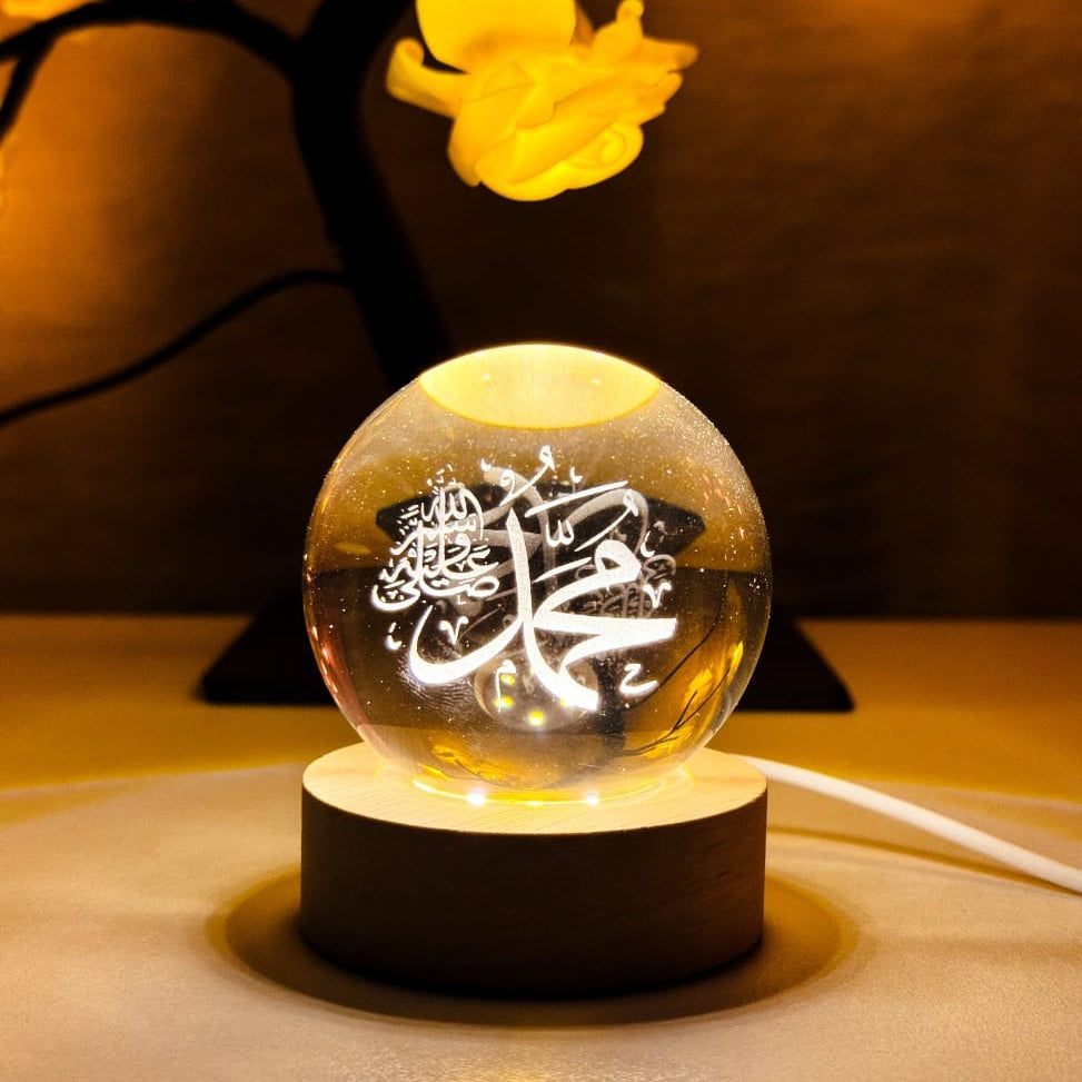 Crystal Ball 3D Arabic Night Lamp – Islamic Table Light For Prayer Rooms, Home Decor, And Gifting