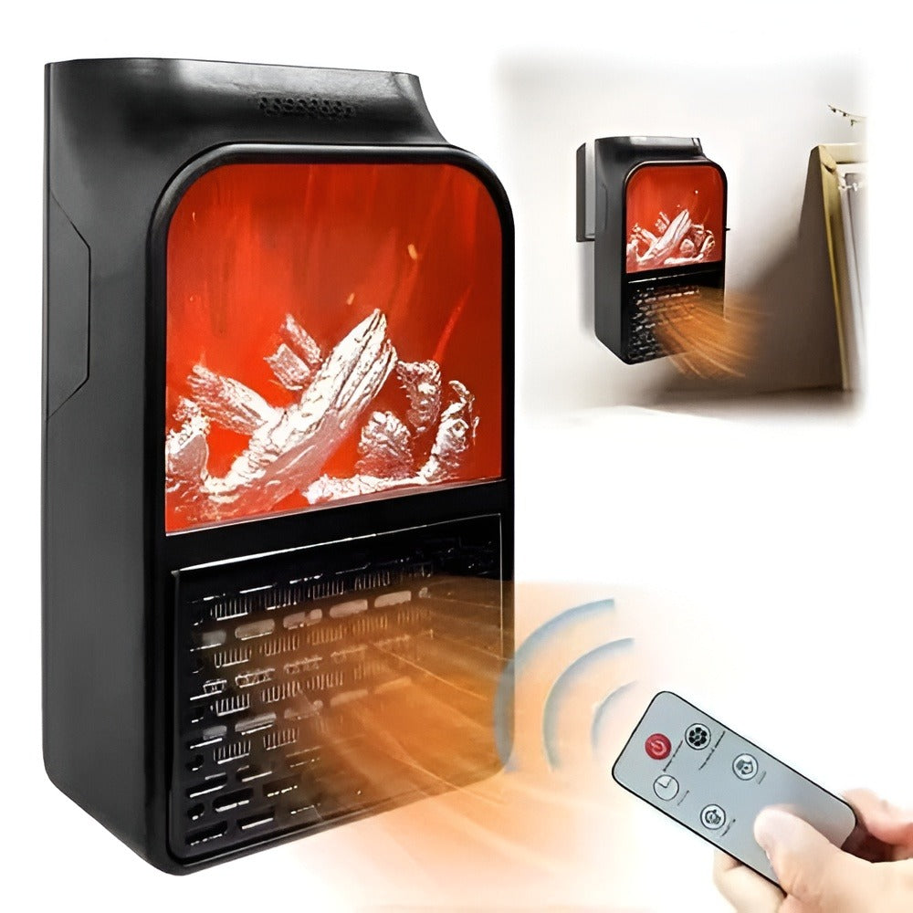 Flame Heater 1000W – Portable Electric Plug-in Room Heater with Flame Effect & Remote Control