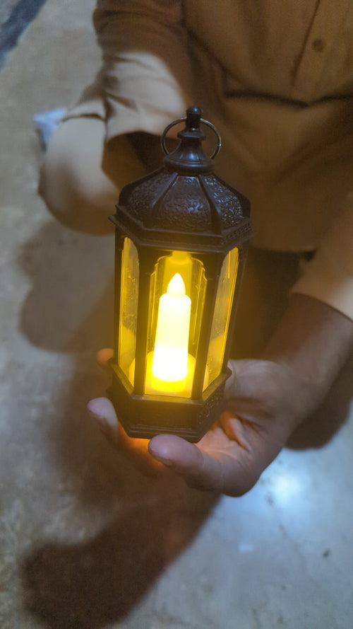 Antique Black candle lamp Atmosphere Decoration Creative Gift Hexagonal Wind Lamp Candle Lamp Led Wind Lamp Portable Small Horse Lamp