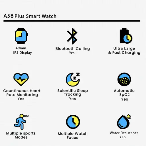 Smart Watch A58 Plus  (Best gift for your partner)