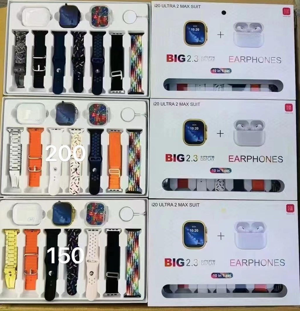 i20 Ultra MAX Smart Watch | Premium Quality | 2.3 '' Big Display Screen | Airpods & 7 Straps in Box | 10 in 1 (Random color)